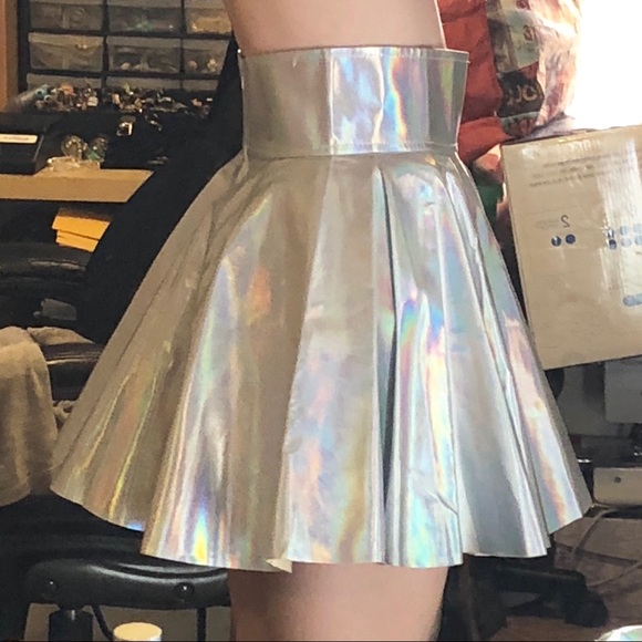 Rave skirt holographic bottom mini skater hologram - Picture 4 of 8